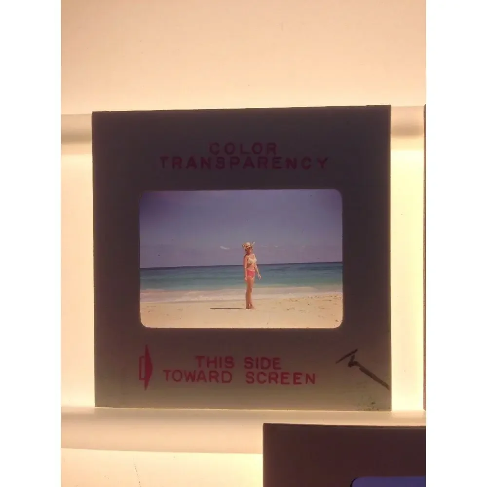 Lot 3 Vtg 60s Pinup Bikini Sexy Woman on Beach Ocean Photograph Color Slides